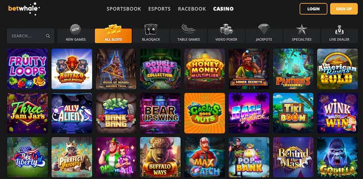 An image of BetWhale, one of the best slots sites, highlighting the online slots selection.